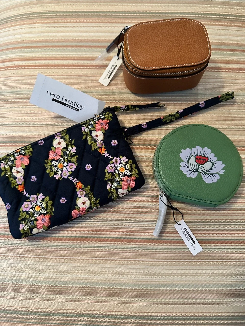Vera Bradley Wristlet Zip Coin Purse Mini Zip Case Bundle Change 3 Piece NWT